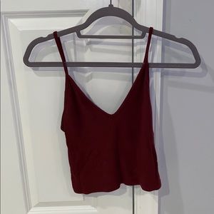 Maroon V-Neck Crop Top